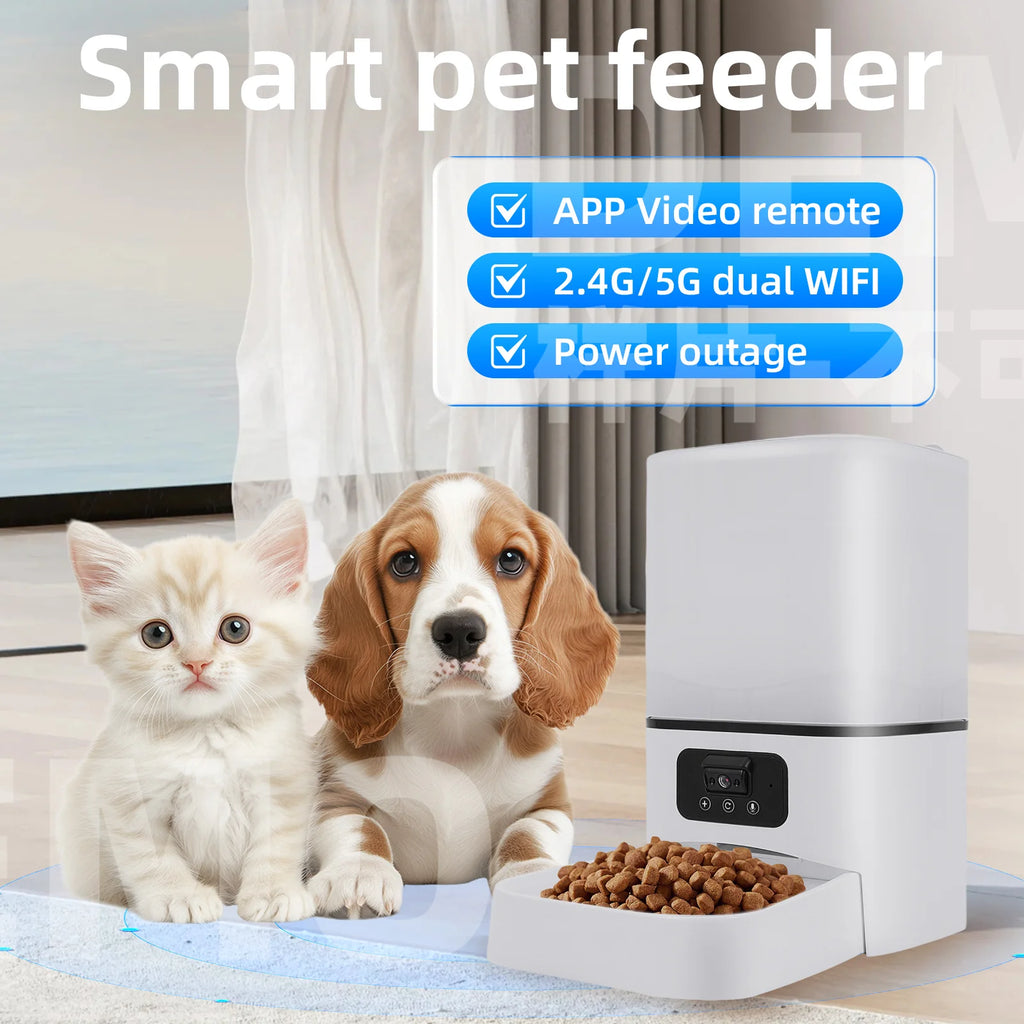6L Button WiFi Camera Smart Automatic Dog Feeder Video Pet Food Dispenser APP Auto Feeder For Kitten Cat Bowl Accessories